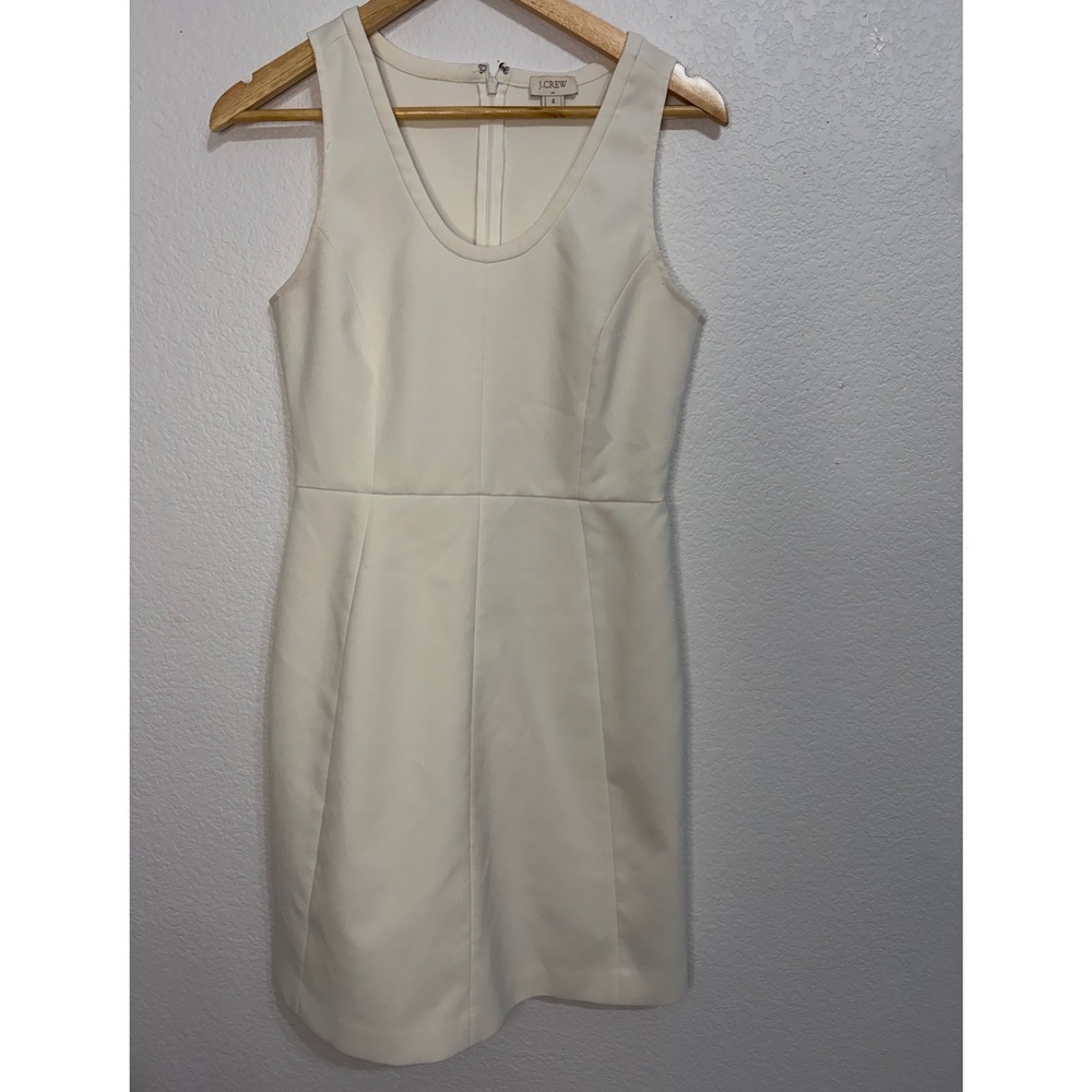 J.Crew Womens Ivory Sleeveless Scoop Neck Shift Dress Size 4 Cream Tailored Mini